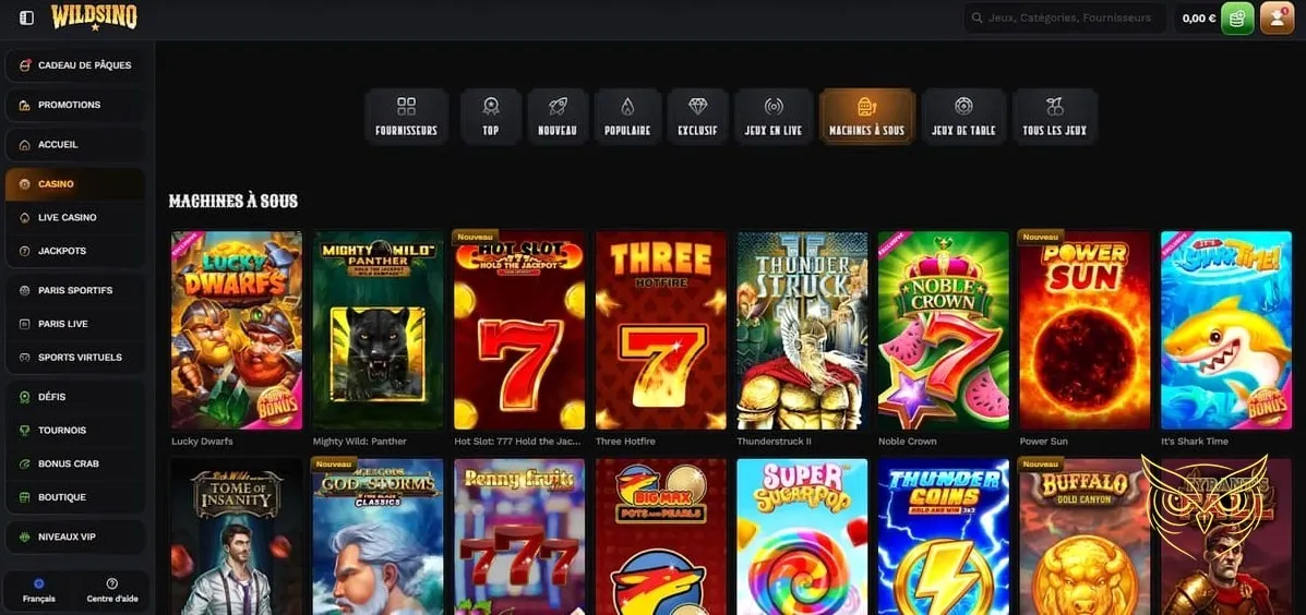 Liste des tournois disponibles Wildsino Casino