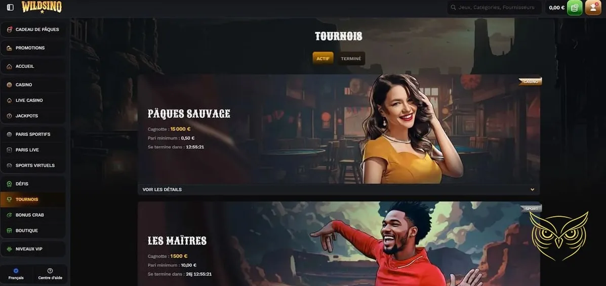 Formulaire d'inscription au casino Wildsino