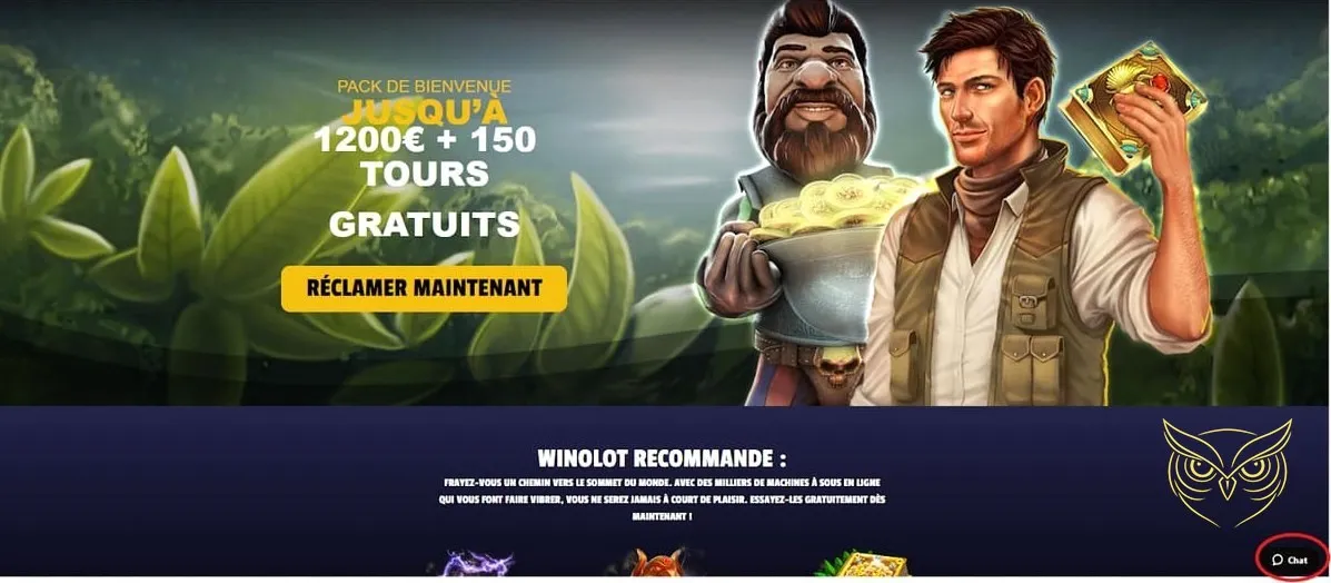 Capture d'écran double menu sportif WinOlot