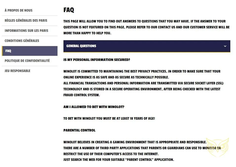 Options de dépôt du casino WinOlot