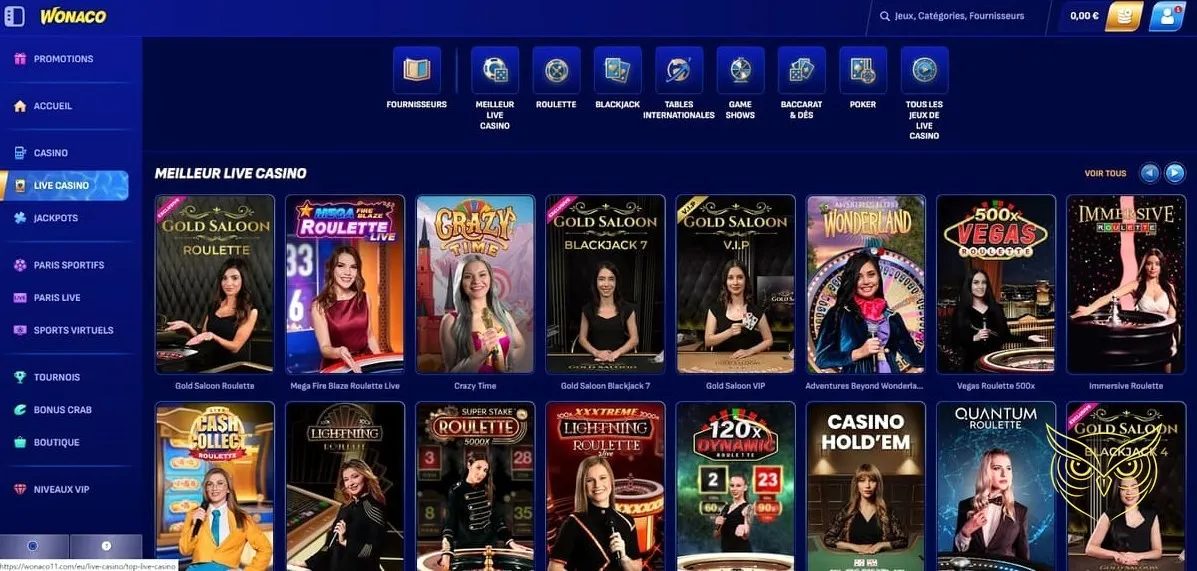 Aperçu des autres bonus disponibles Wonaco Casino.