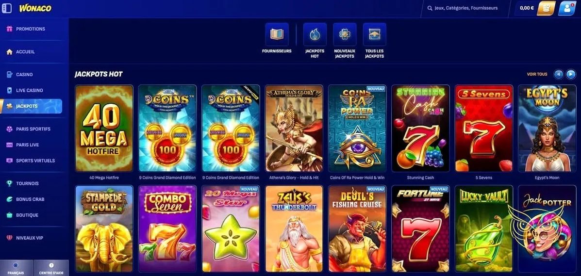 Offre de bonus de bienvenue Wonaco Casino.