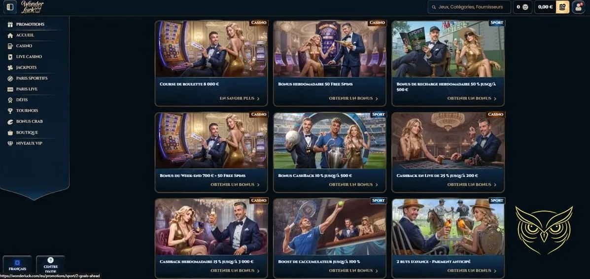 Explication du programme VIP WonderLuck Casino.