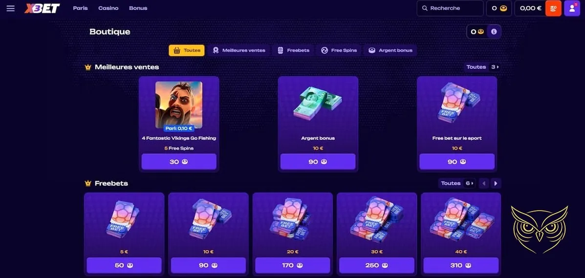 Plateforme de paris en direct X3Bet Casino.