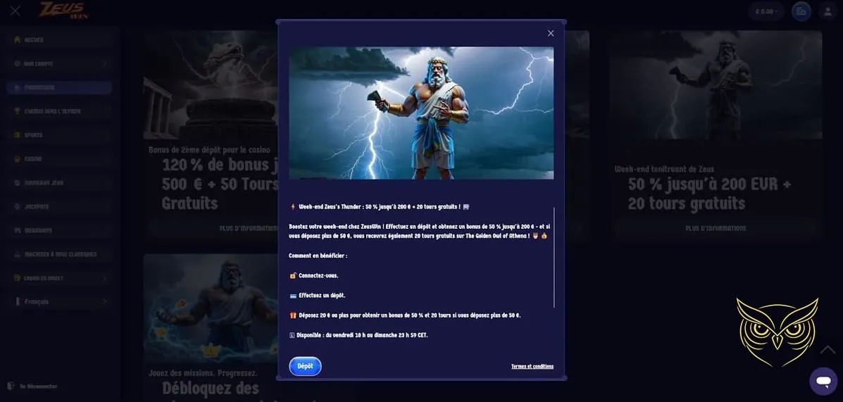 Icône de tours gratuits ZeusWin Casino