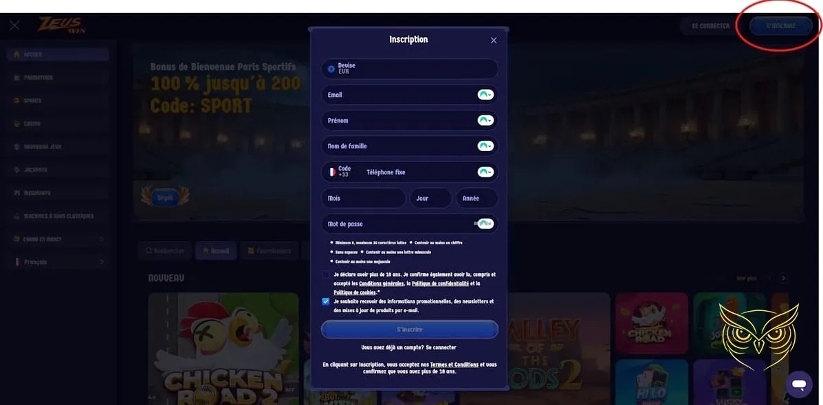 Icône paris sportifs ZeusWin Casino