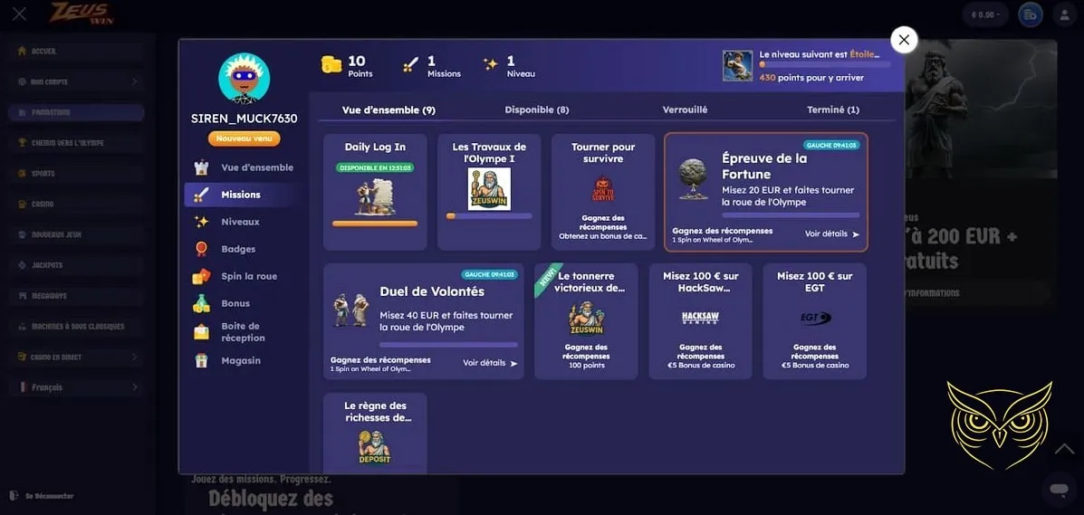 Icône niveaux Club VIP ZeusWin