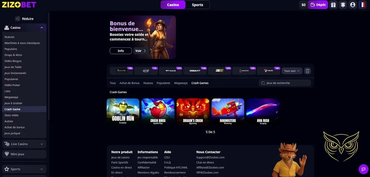 Bannière de promotion Freebet Zizobet Casino