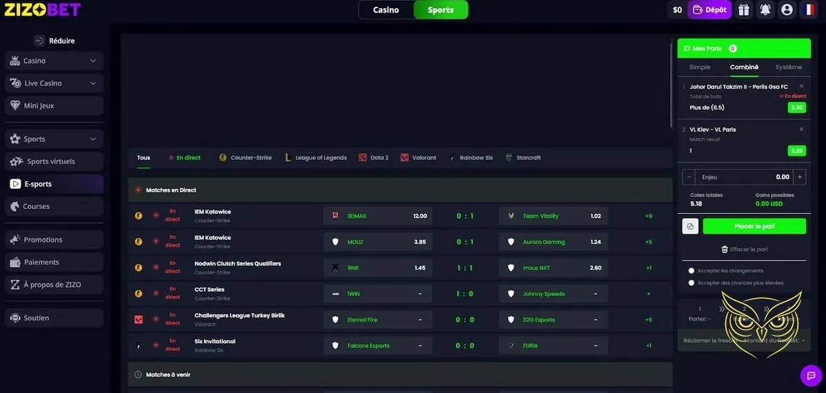 Icône des paris sportifs Zizobet Casino