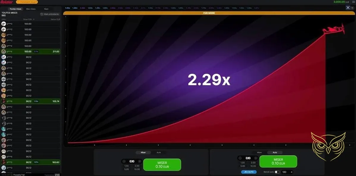 Capture d'écran 1 du jeu Aviator Crash Spribe