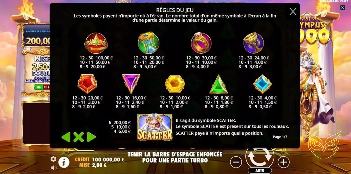 Capture d'écran 2 du jeu Gates of Olympus 1000