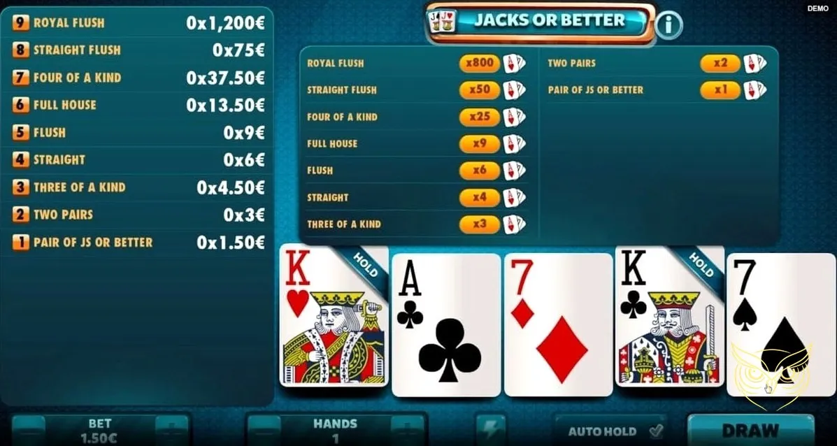 Capture d'écran 1 du jeu Jacks or Better Red Rake Gaming