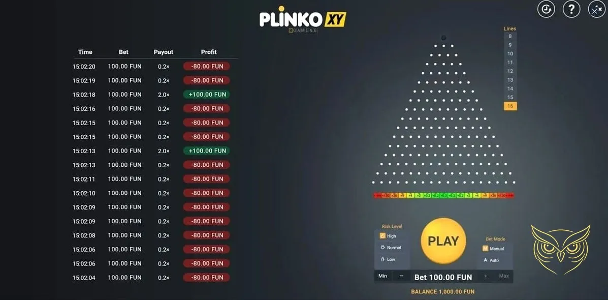 Capture d'écran 1 du jeu Plinko XY (BGaming)